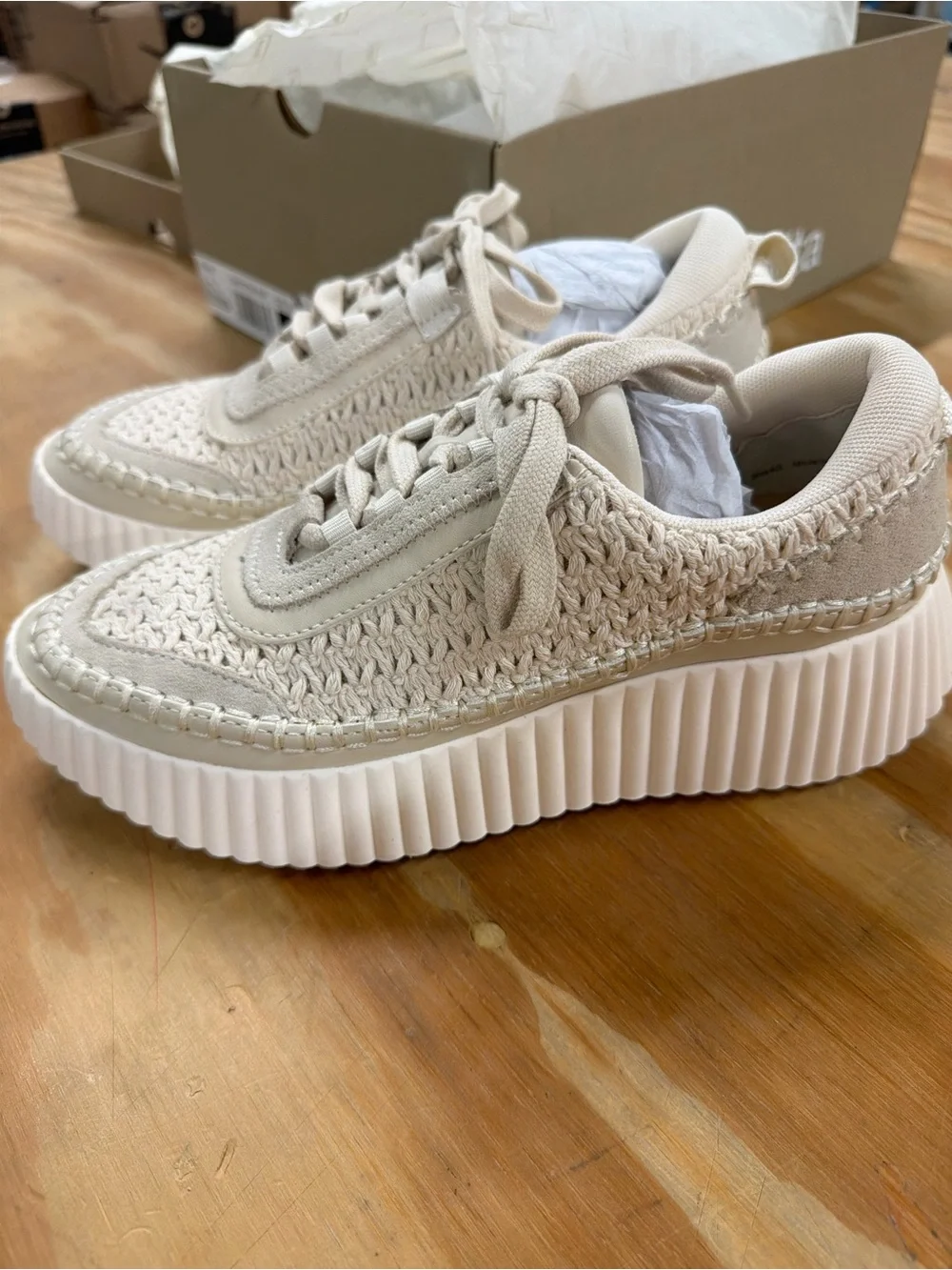 Dolce Vita Cream Knit Platform Sneaker